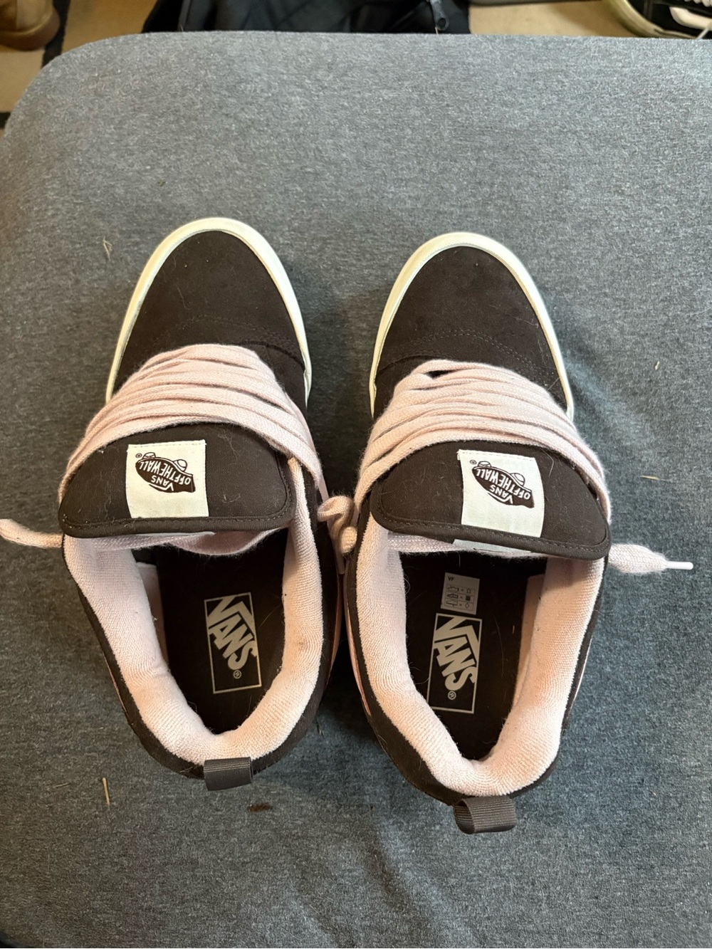 Vans Black Knu-Skool Sneakers with Light Pink Accents size 10